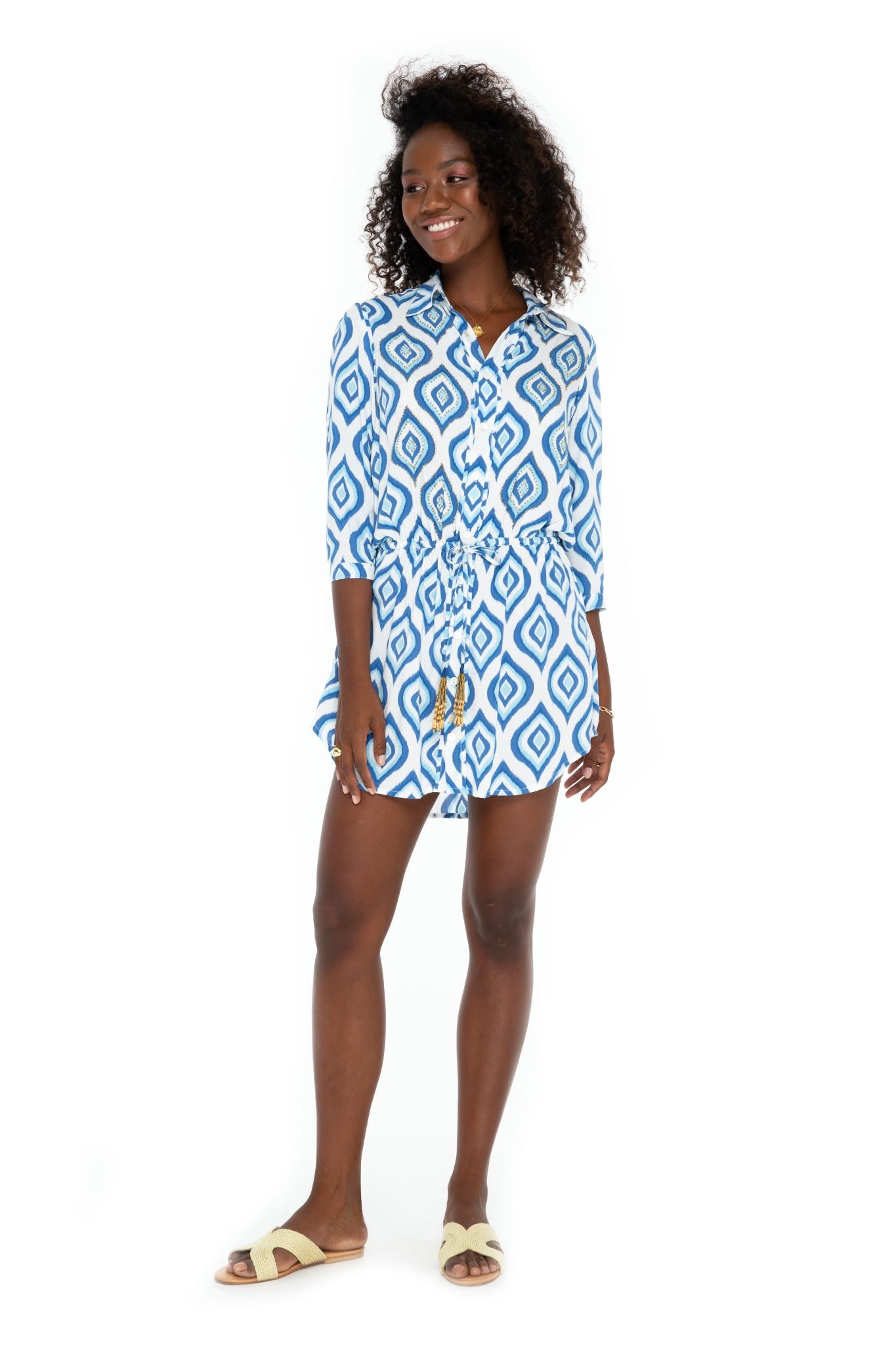 Patterned shirt dress best sale