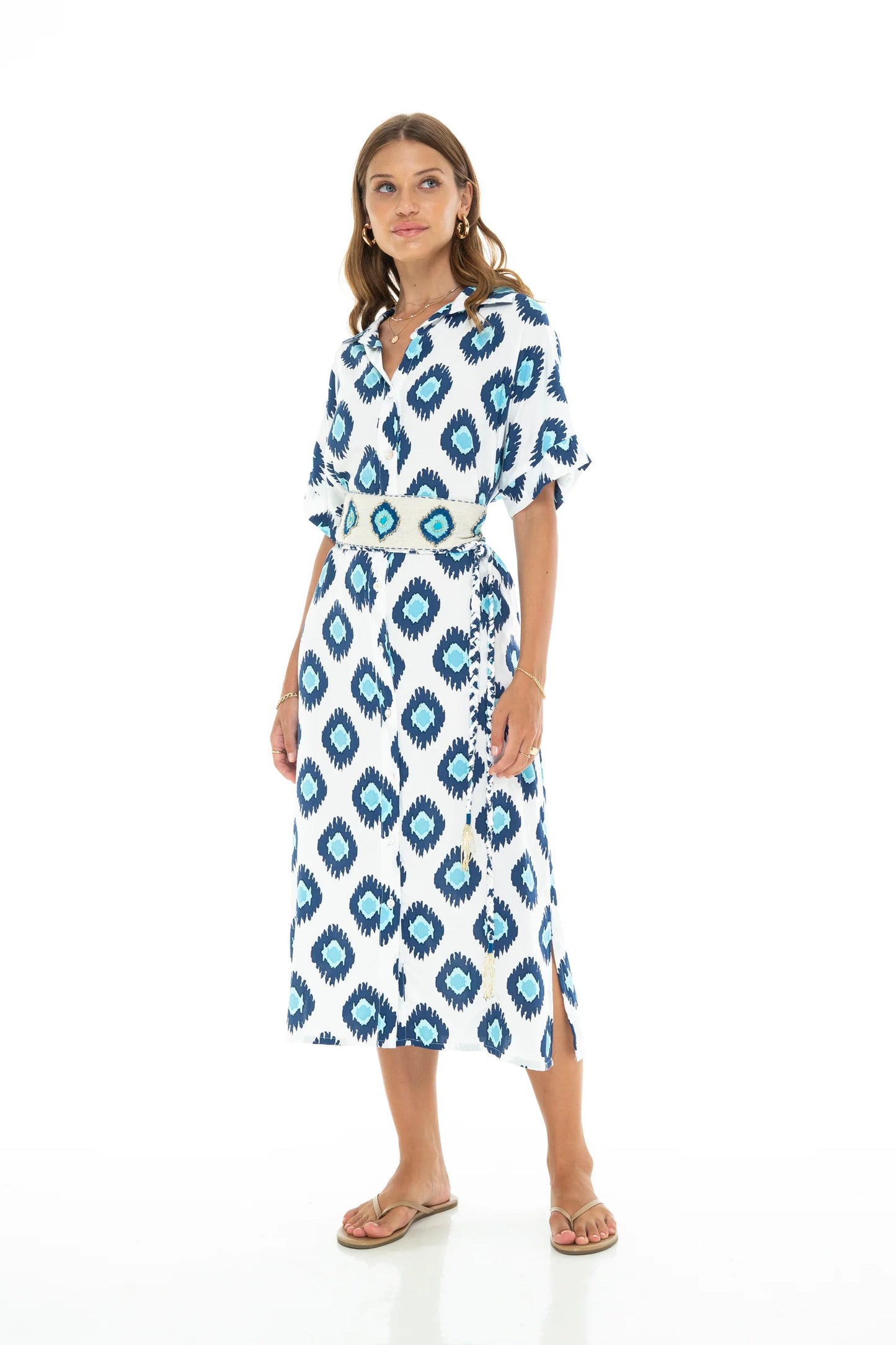IKAT DYE Comfy Long Shirt Dress